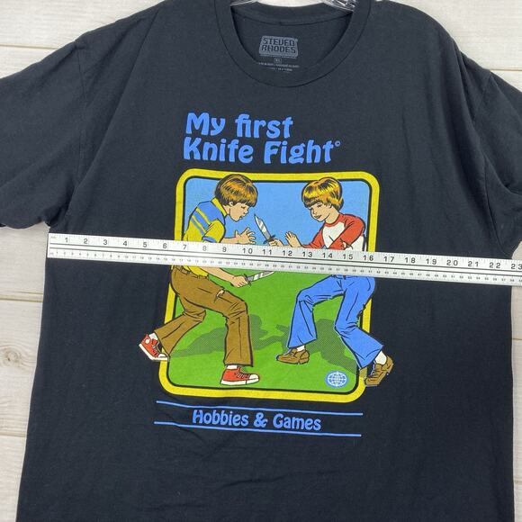 Steven Rhodes My First Knife Fight TEE T SHIRT XL Extra Large Read Funny Graphic - Picture 6 of 7